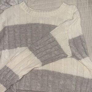 Aeropostale Gray and Cream Striped Sweater